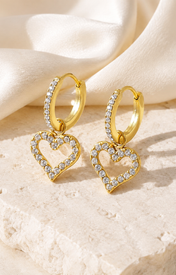 Heart Charm Zircon Stud Earrings jewelry product view