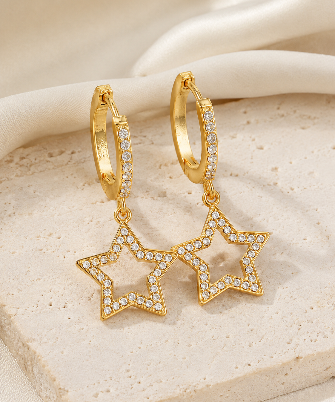 Star Charm Zircon Stud Earrings close detail