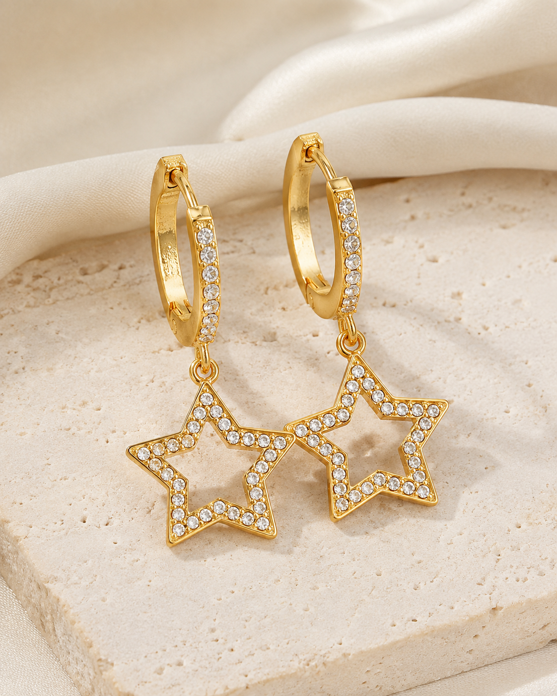 Star Charm Zircon Stud Earrings close detail