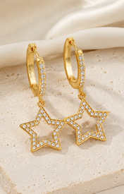 Star Charm Zircon Stud Earrings close detail