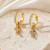 Cross Charm Zircon Stud Earrings jewelry product view