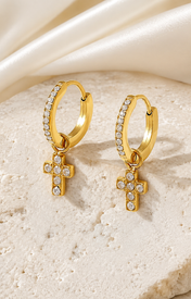 Cross Charm Zircon Stud Earrings jewelry product view