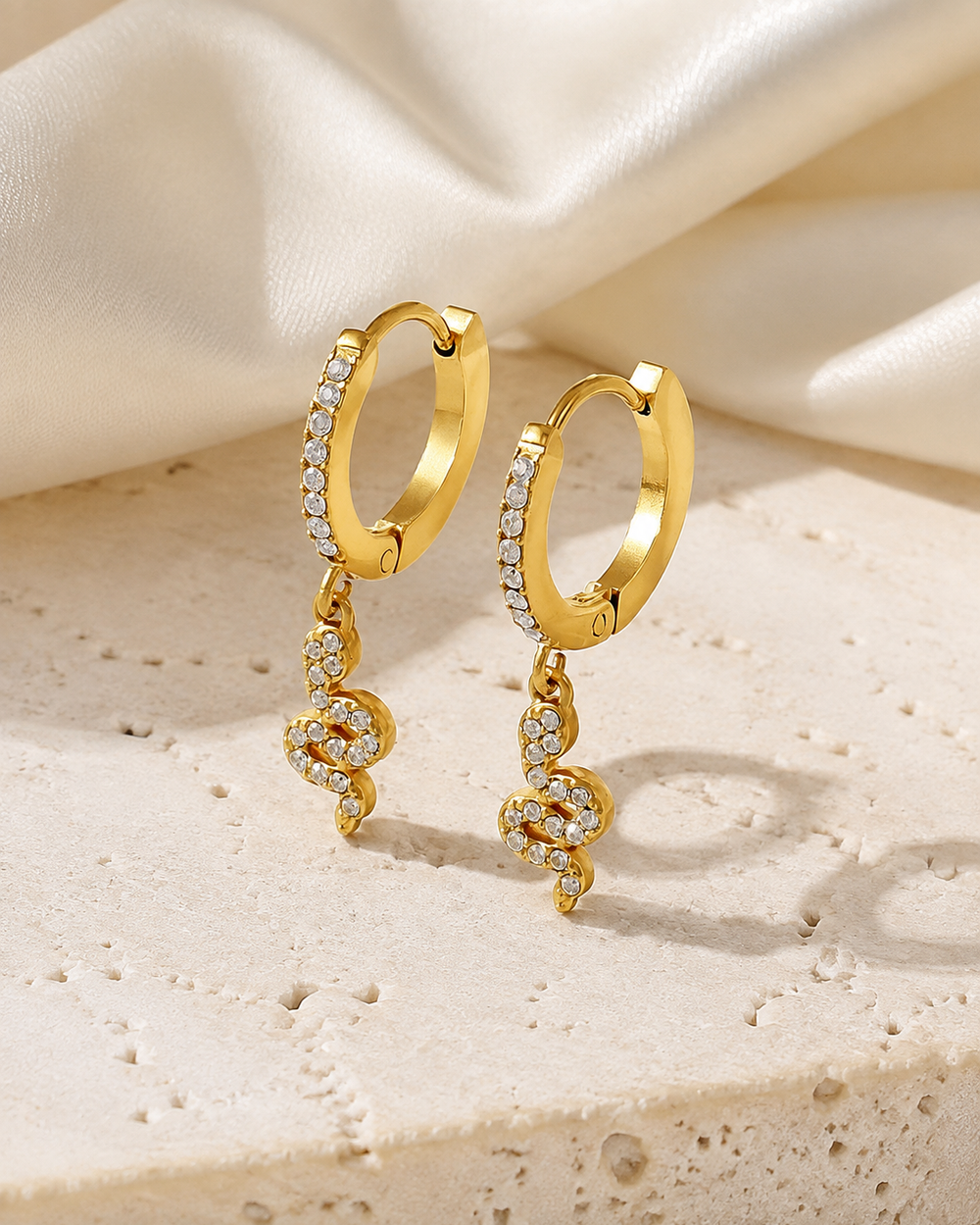 Snake Charm Zircon Stud Earrings jewelry product view