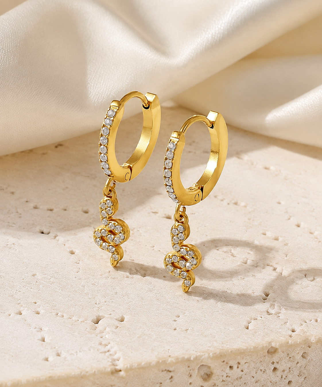 Snake Charm Zircon Stud Earrings jewelry product view
