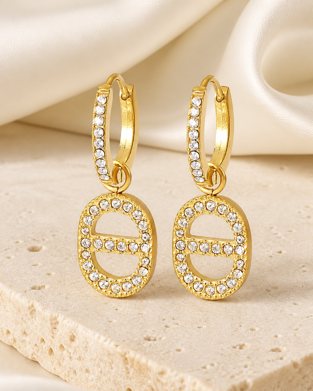 Symbol Charm Zircon Stud Earrings jewelry product view