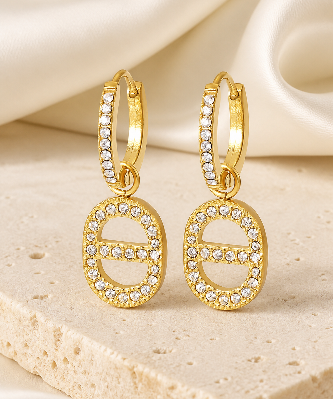 Symbol Charm Zircon Stud Earrings jewelry product view