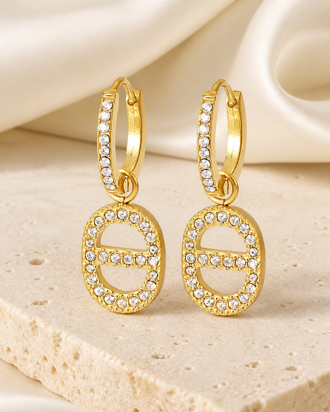 Symbol Charm Zircon Stud Earrings jewelry product view