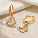 Butterfly Charm Zircon Stud Earrings close detail