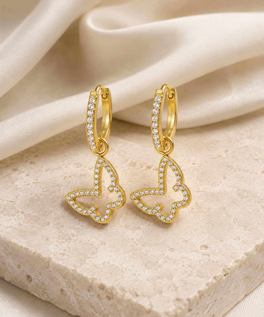 Butterfly Charm Zircon Stud Earrings jewelry product view