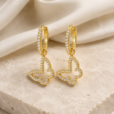 Butterfly Charm Zircon Stud Earrings jewelry product view