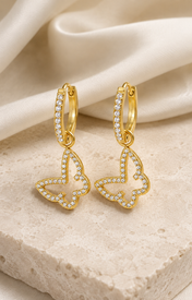 Butterfly Charm Zircon Stud Earrings jewelry product view