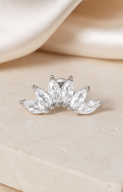 Heart & Crown Zircon Stud Earrings II jewelry product view