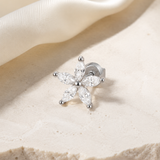 Heart & Crown Zircon Stud Earrings VII close detail