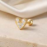 Heart & Crown Zircon Stud Earrings IX close detail