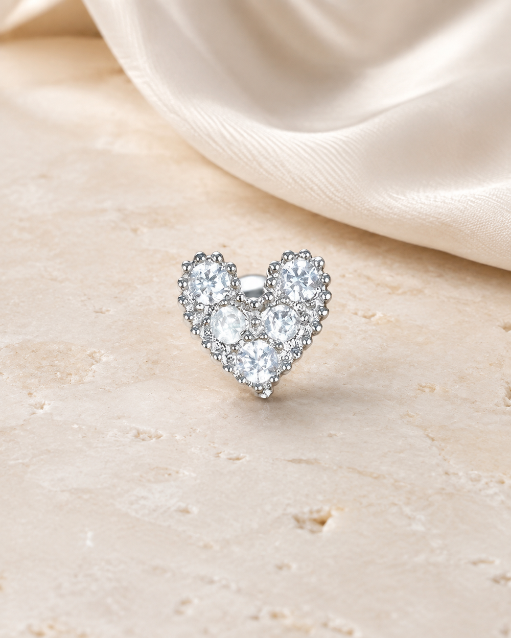 Heart & Crown Zircon Stud Earrings IX jewelry product view