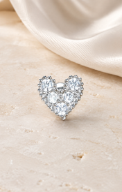 Heart & Crown Zircon Stud Earrings IX jewelry product view