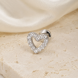 Heart & Crown Zircon Stud Earrings X close detail