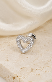 Heart & Crown Zircon Stud Earrings X close detail