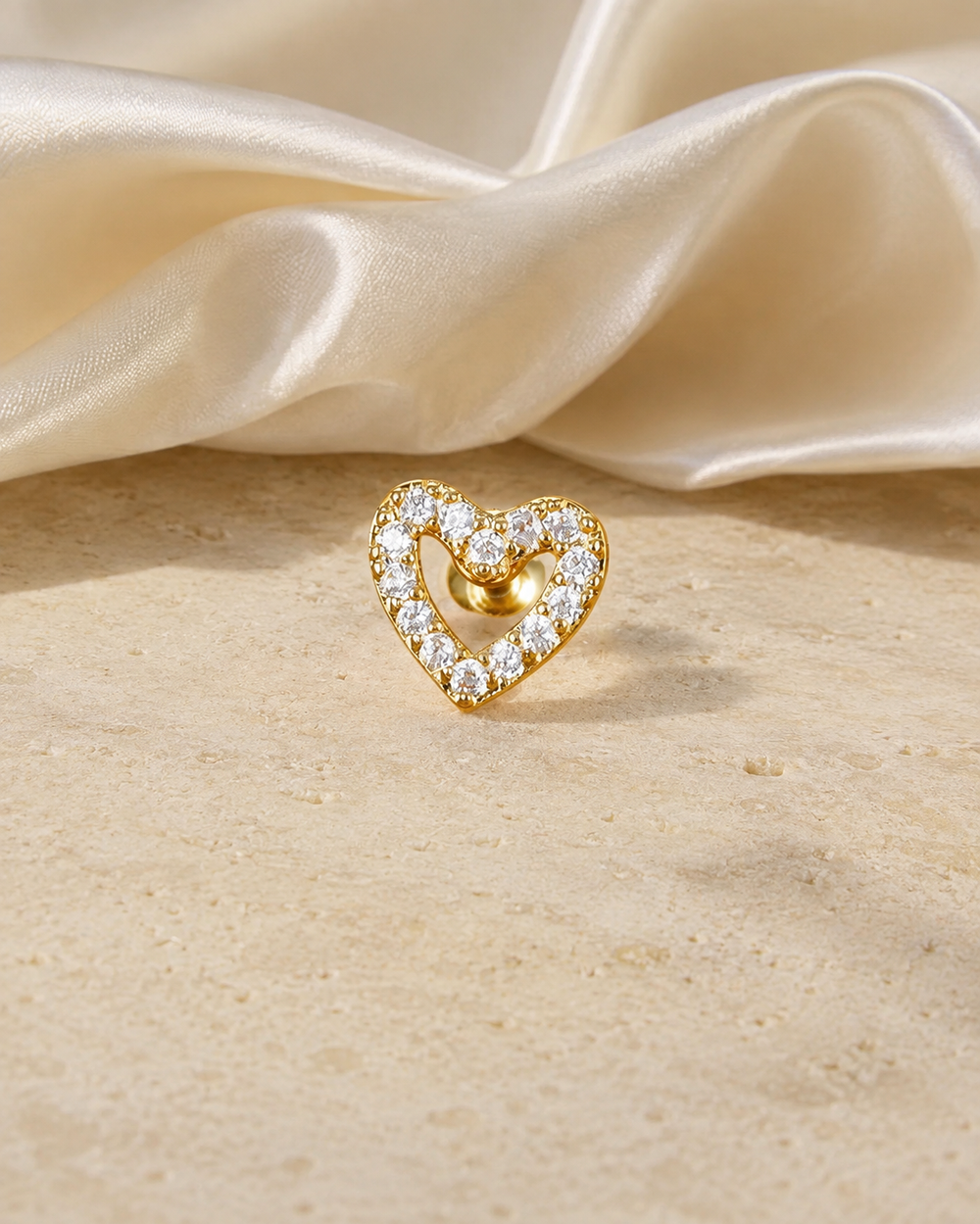 Heart & Crown Zircon Stud Earrings X jewelry product view