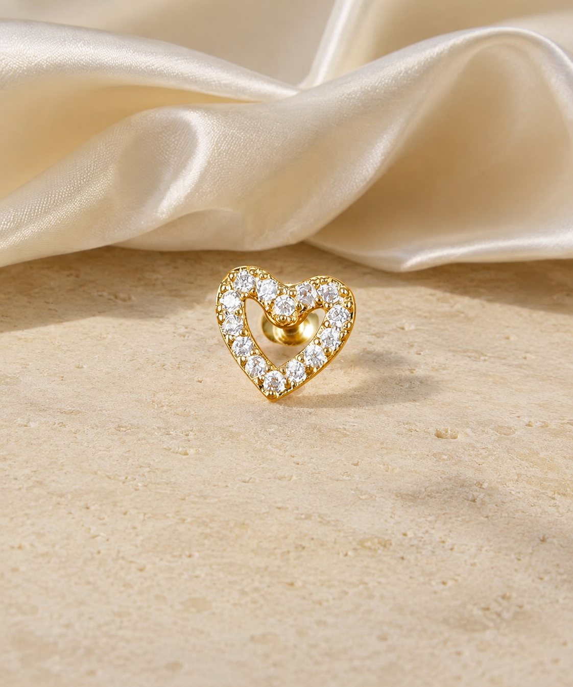Heart & Crown Zircon Stud Earrings X jewelry product view