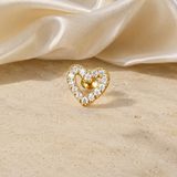 Heart & Crown Zircon Stud Earrings X jewelry product view
