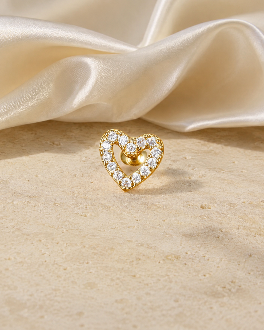 Heart & Crown Zircon Stud Earrings X jewelry product view