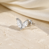 Heart & Crown Zircon Stud Earrings XI close detail