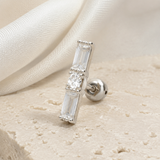 Heart & Crown Zircon Stud Earrings XIII close detail