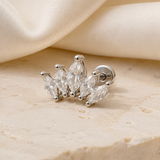 Heart & Crown Zircon Stud Earrings XV close detail