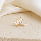 Heart & Crown Zircon Stud Earrings XV jewelry product view