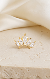 Heart & Crown Zircon Stud Earrings XV jewelry product view