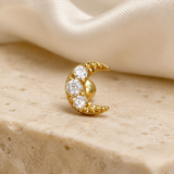 Heart & Crown Zircon Stud Earrings XVII close detail