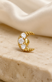 Heart & Crown Zircon Stud Earrings XVII close detail