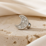 Heart & Crown Zircon Stud Earrings XVIII close detail