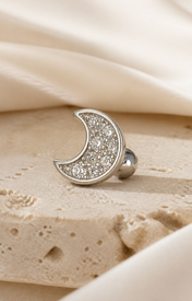 Heart & Crown Zircon Stud Earrings XVIII close detail